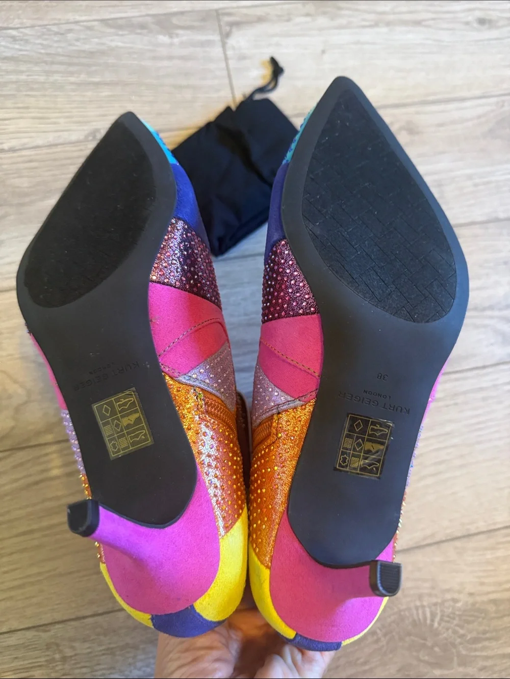 New KURT GEIGER Kensington Flexi Ankle Boot Rainbow Crystal $300 Sz 38